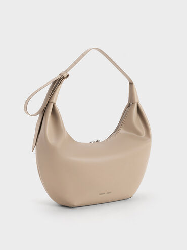 Odella Curved Hobo Bag, Taupe, hi-res