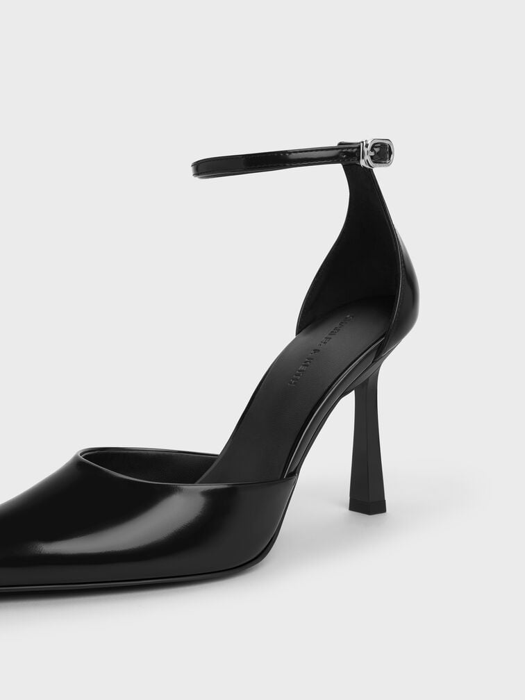 Pointed-Toe Ankle-Strap D'Orsay Pumps, Black Box, hi-res