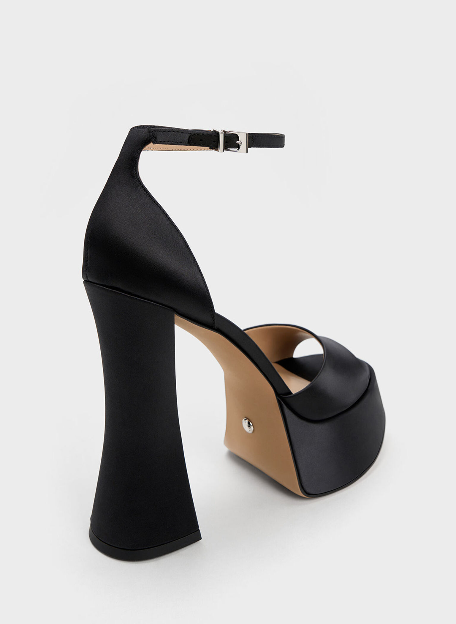 Michelle Recycled Polyester Platform Sandals, Black, hi-res