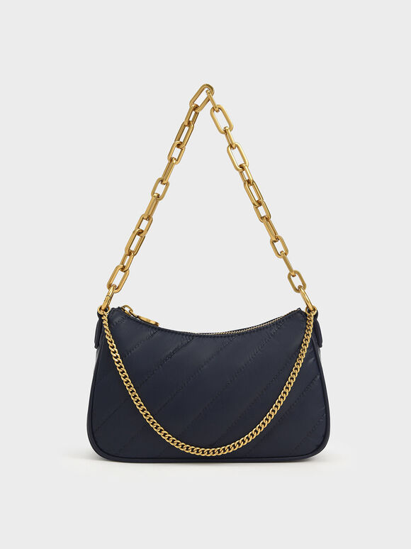 Chailly Chain Handle Crossbody Bag & Pouch, Navy, hi-res