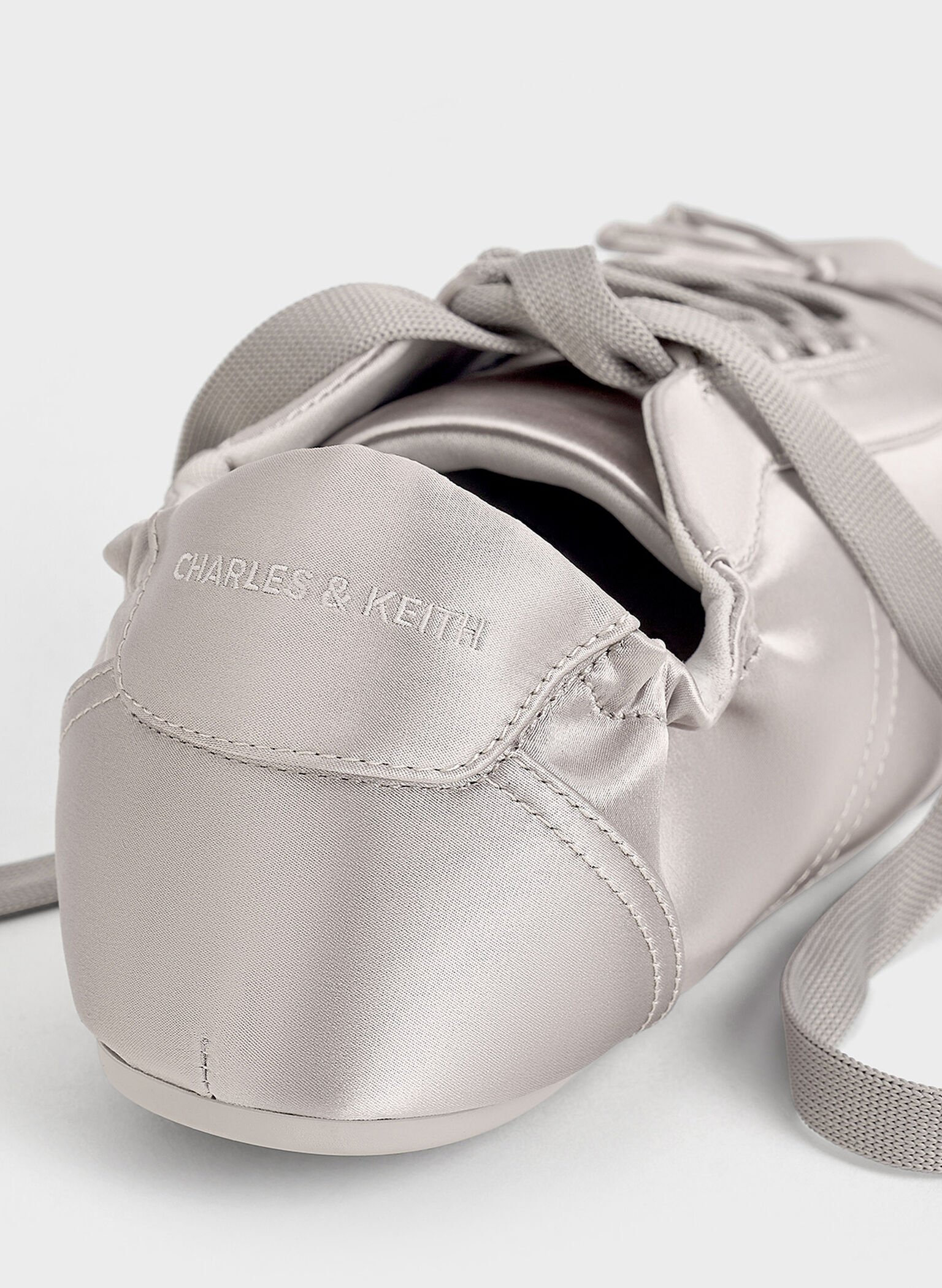 Cece Satin Ruched Bow Sneakers, Light Grey, hi-res