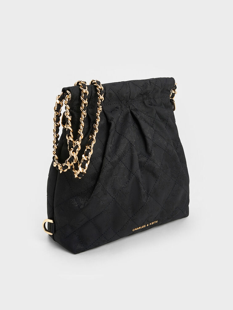 Duo Jacquard Chain-Handle Two-Way Backpack, Black, hi-res