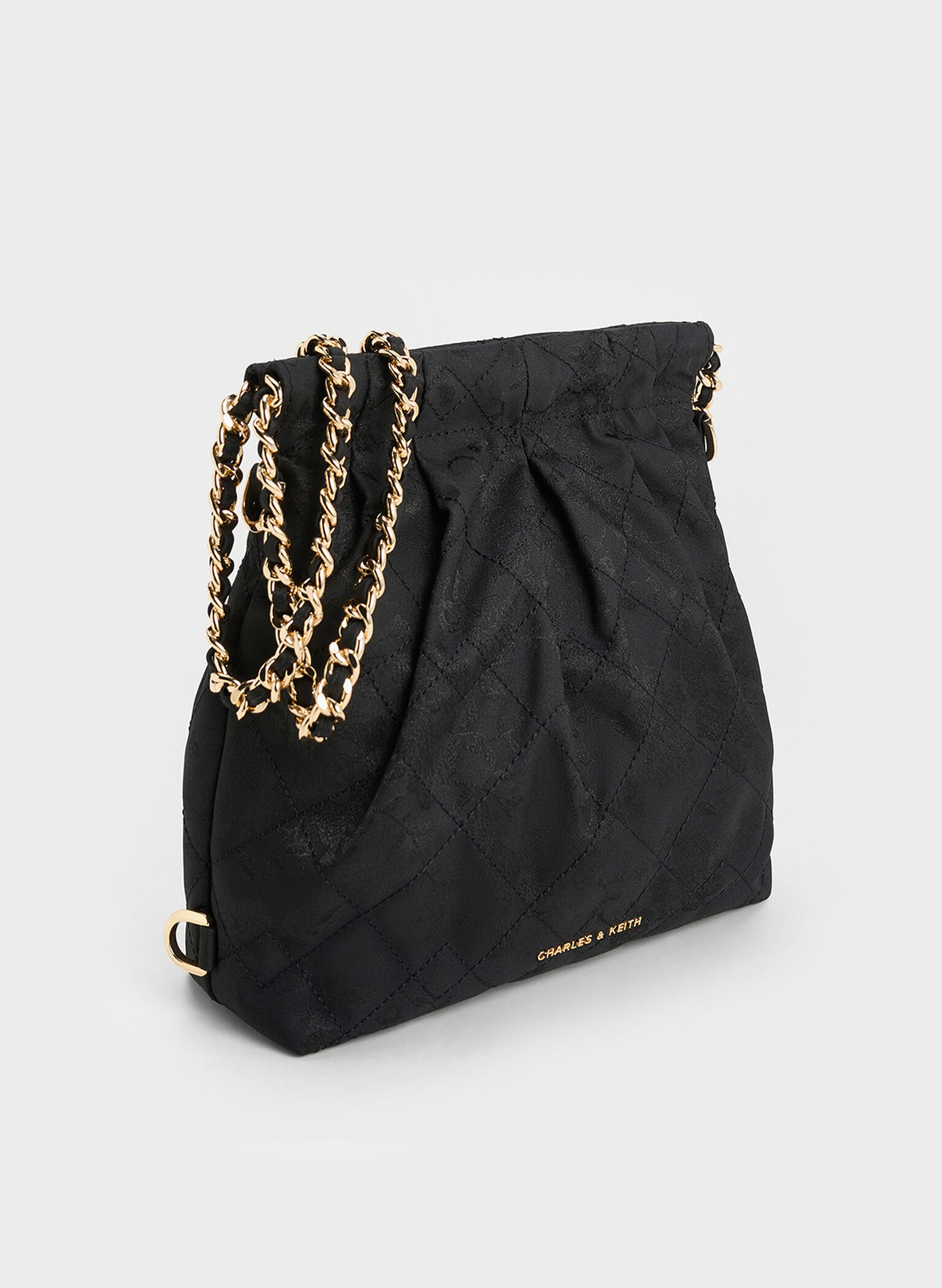 Duo Jacquard Chain-Handle Two-Way Backpack, Black, hi-res