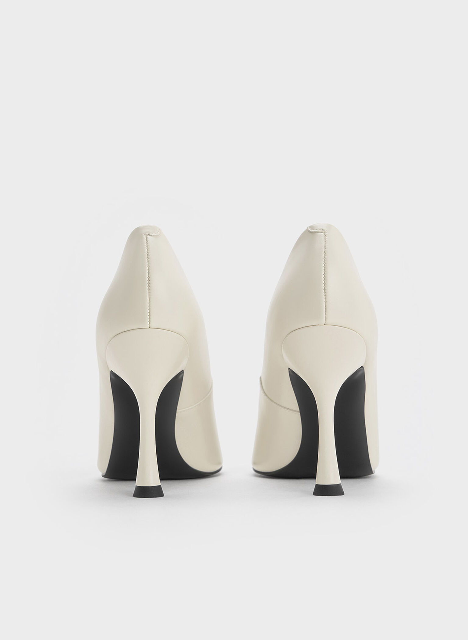 Pointed-Toe Spool-Heel Pumps, Cream, hi-res