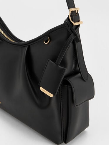 Khai Side-Pocket Shoulder Bag, Black, hi-res