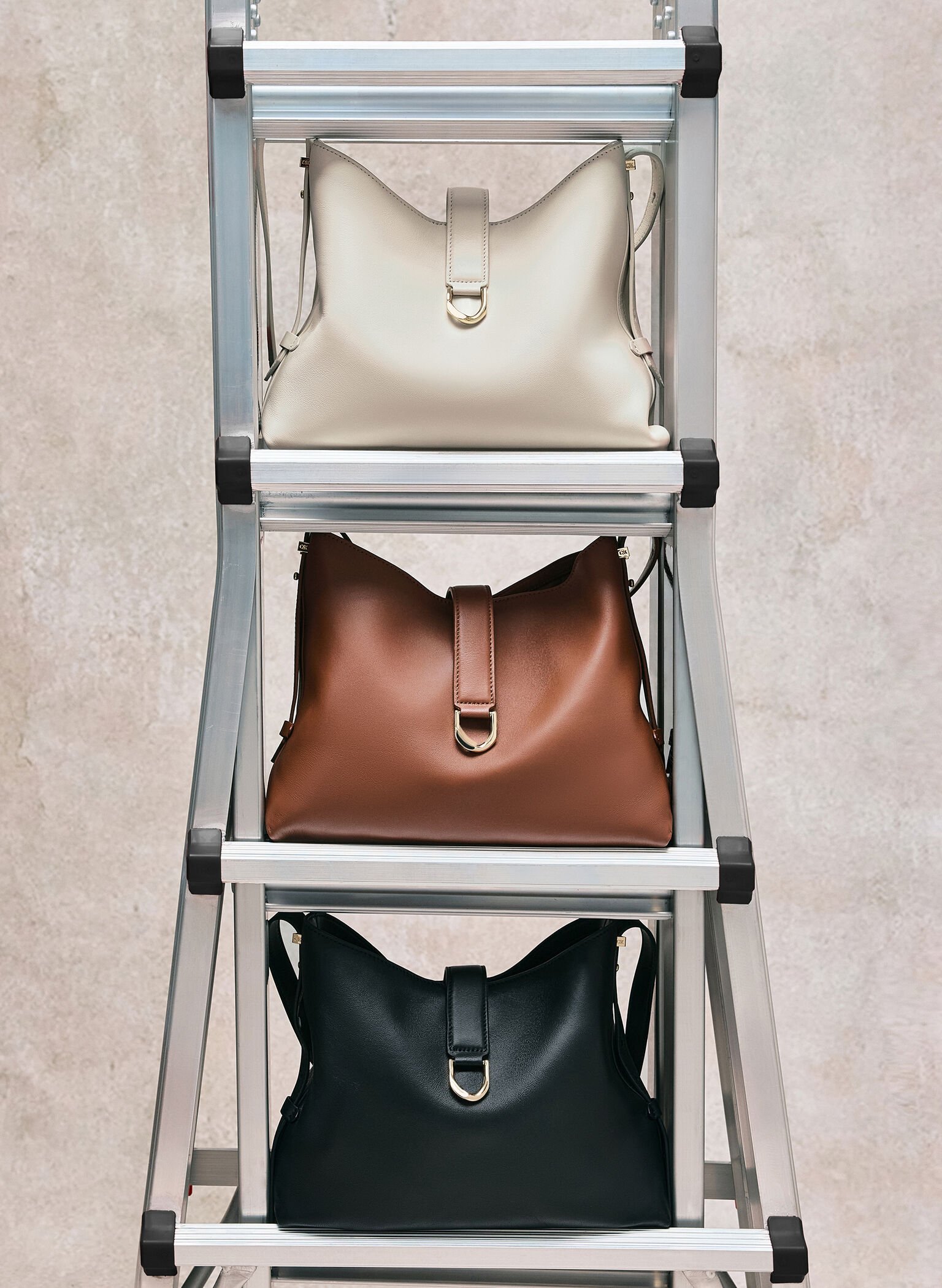 Gabine Leather Belted Hobo Bag, Black, hi-res