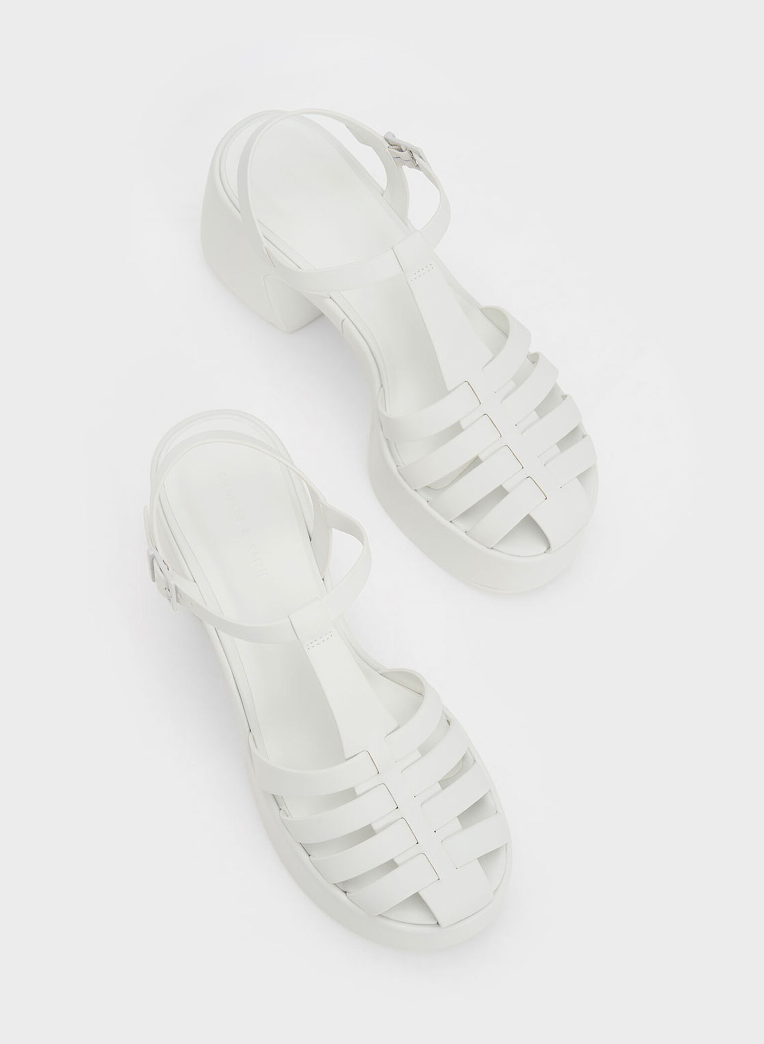 Interwoven Platform Gladiator Sandals, White, hi-res