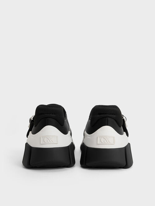 Yunna Leather & Recycled Fabric Mary Jane Sneakers, Black, hi-res