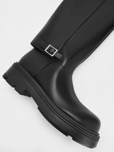 Davis Buckled Fold-Over Boots, Black, hi-res