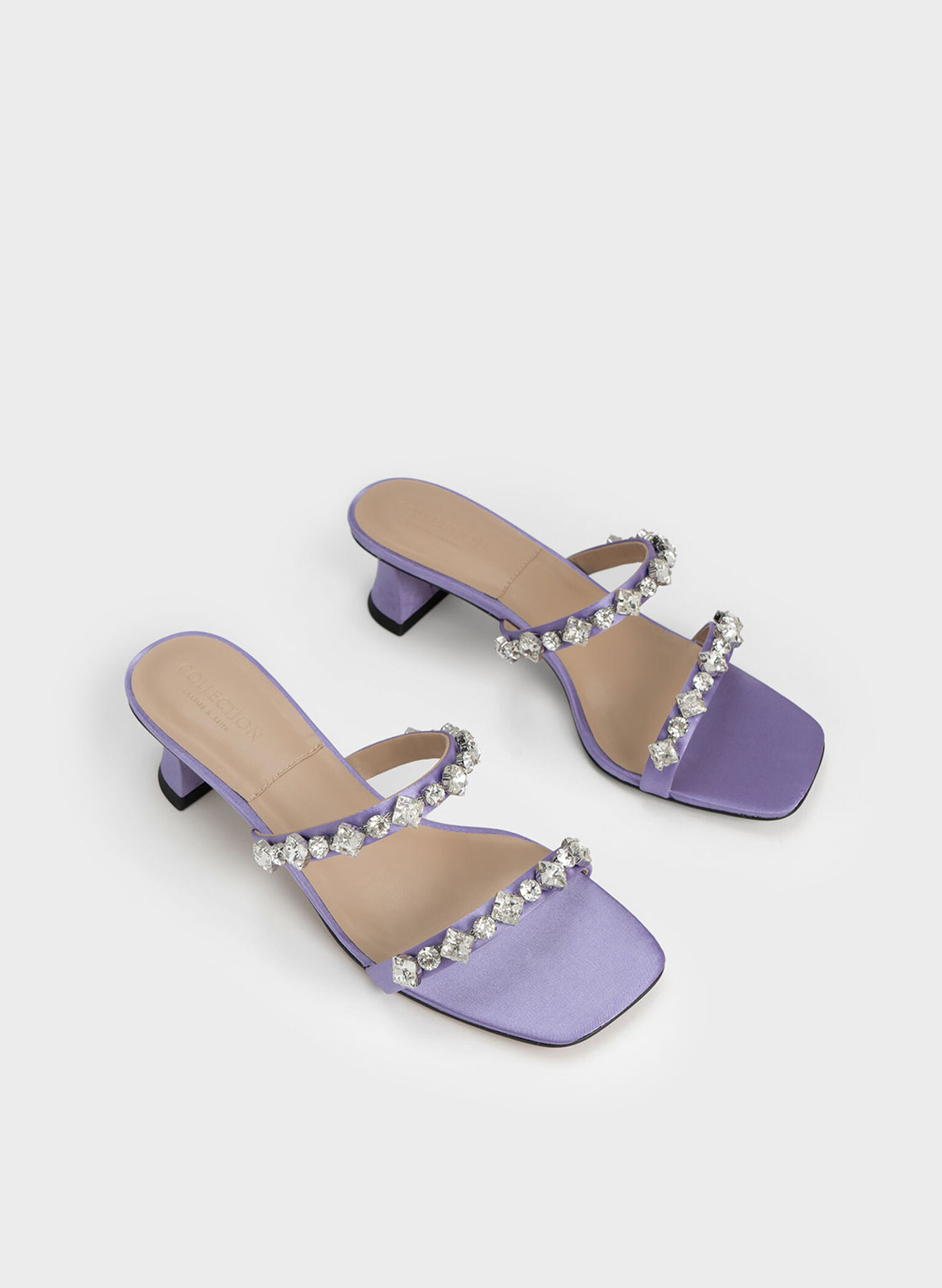 Gem-Encrusted Sculptural Heel Mules, Purple, hi-res