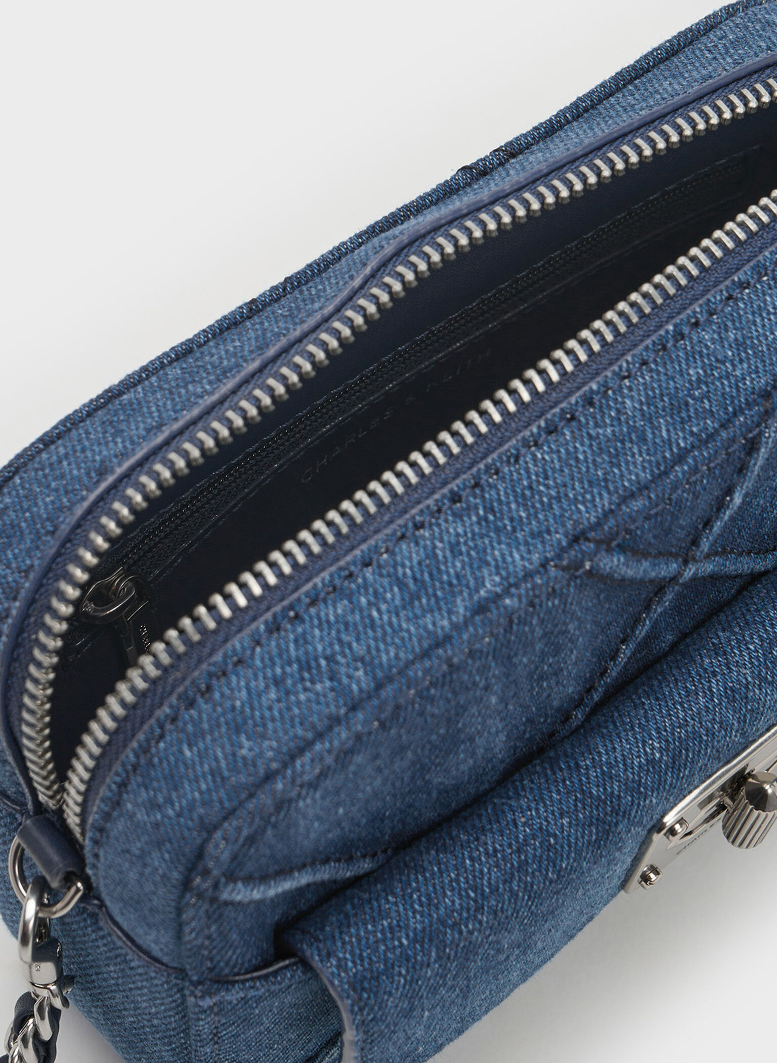 Eleni Denim Quilted Zip Crossbody Bag, Denim Blue, hi-res