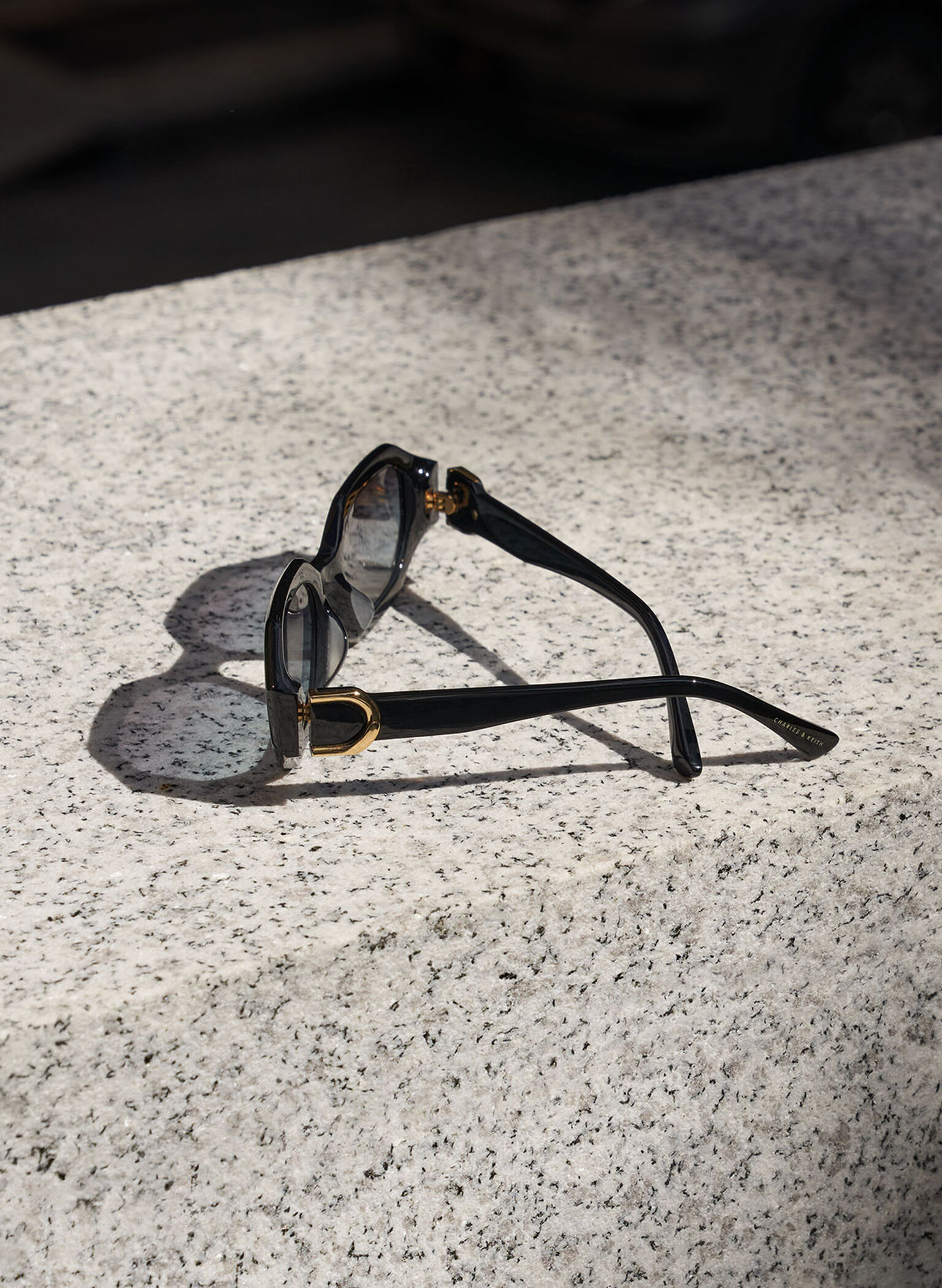 Gabine Recycled Acetate Oval Sunglasses, Black, hi-res