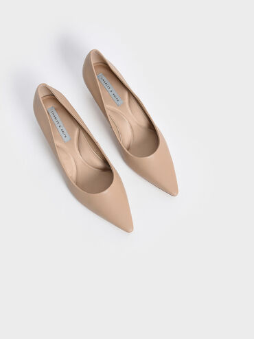 Emmy Pointed Kitten Heel Pumps, Nude, hi-res