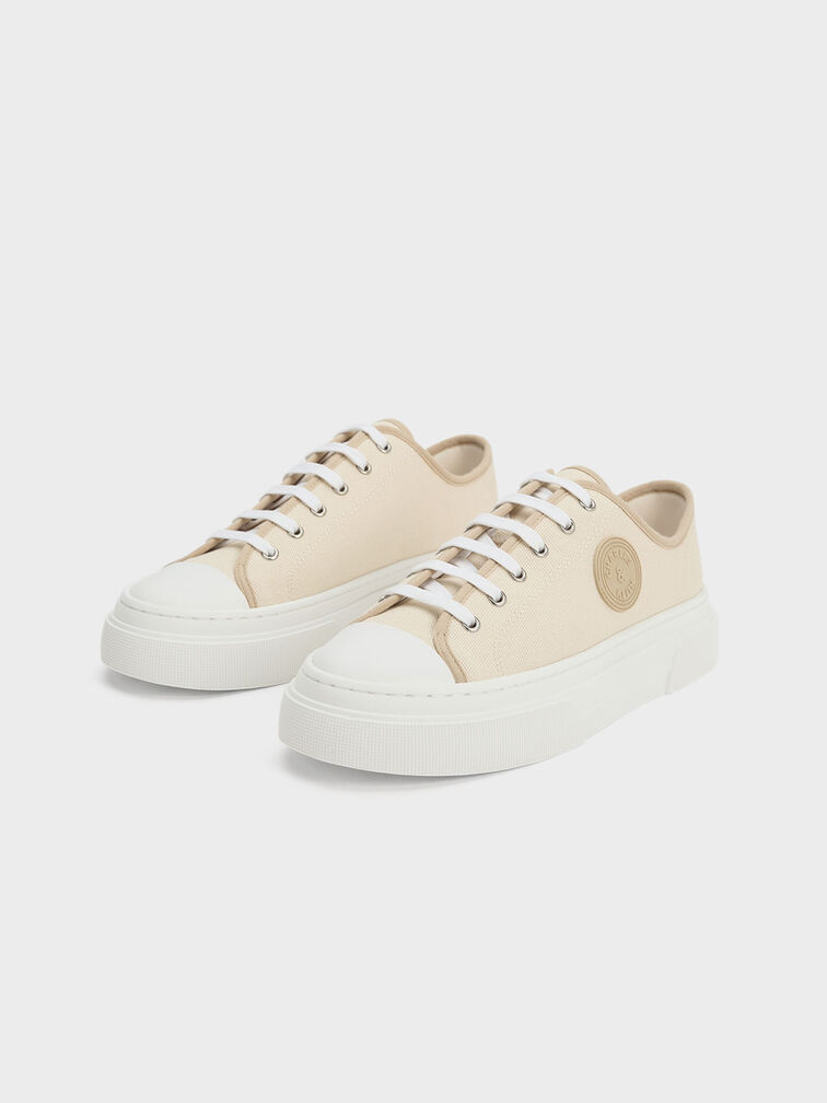 Kay Canvas Low-Top Sneakers, Taupe, hi-res