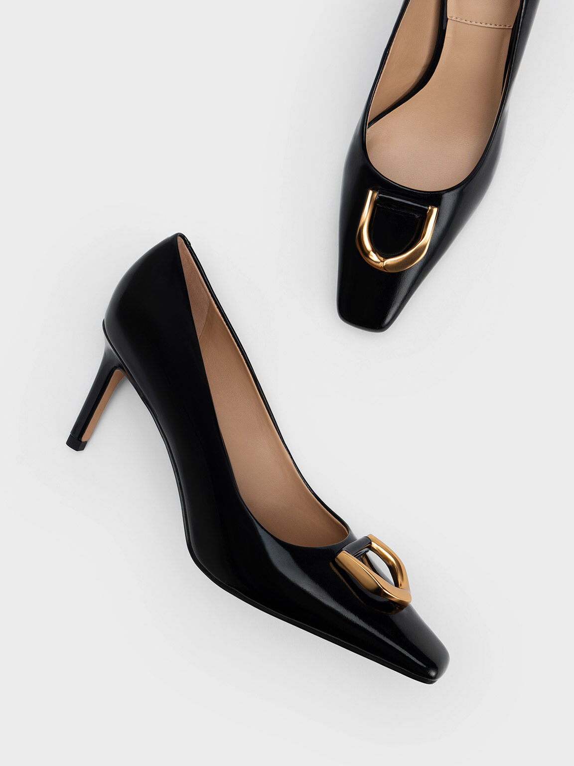 Gabine Patent Leather Tapered Pumps Black