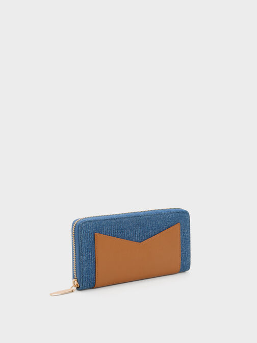 Gaia Denim Zip-Around Wallet, Denim Blue, hi-res