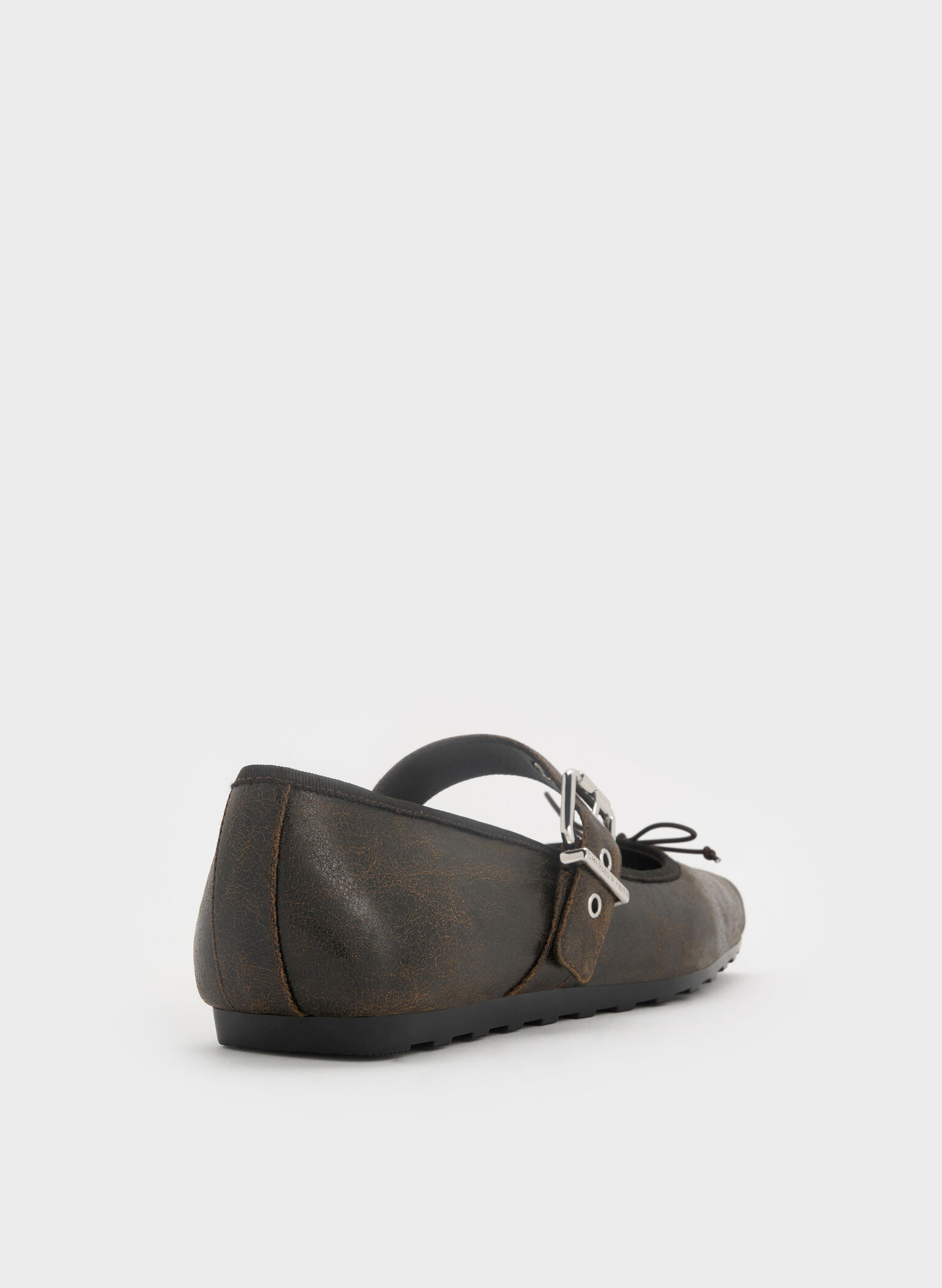 Myler Crinkle-Effect Bow Square-Toe Buckled Mary Janes, Dark Brown, hi-res