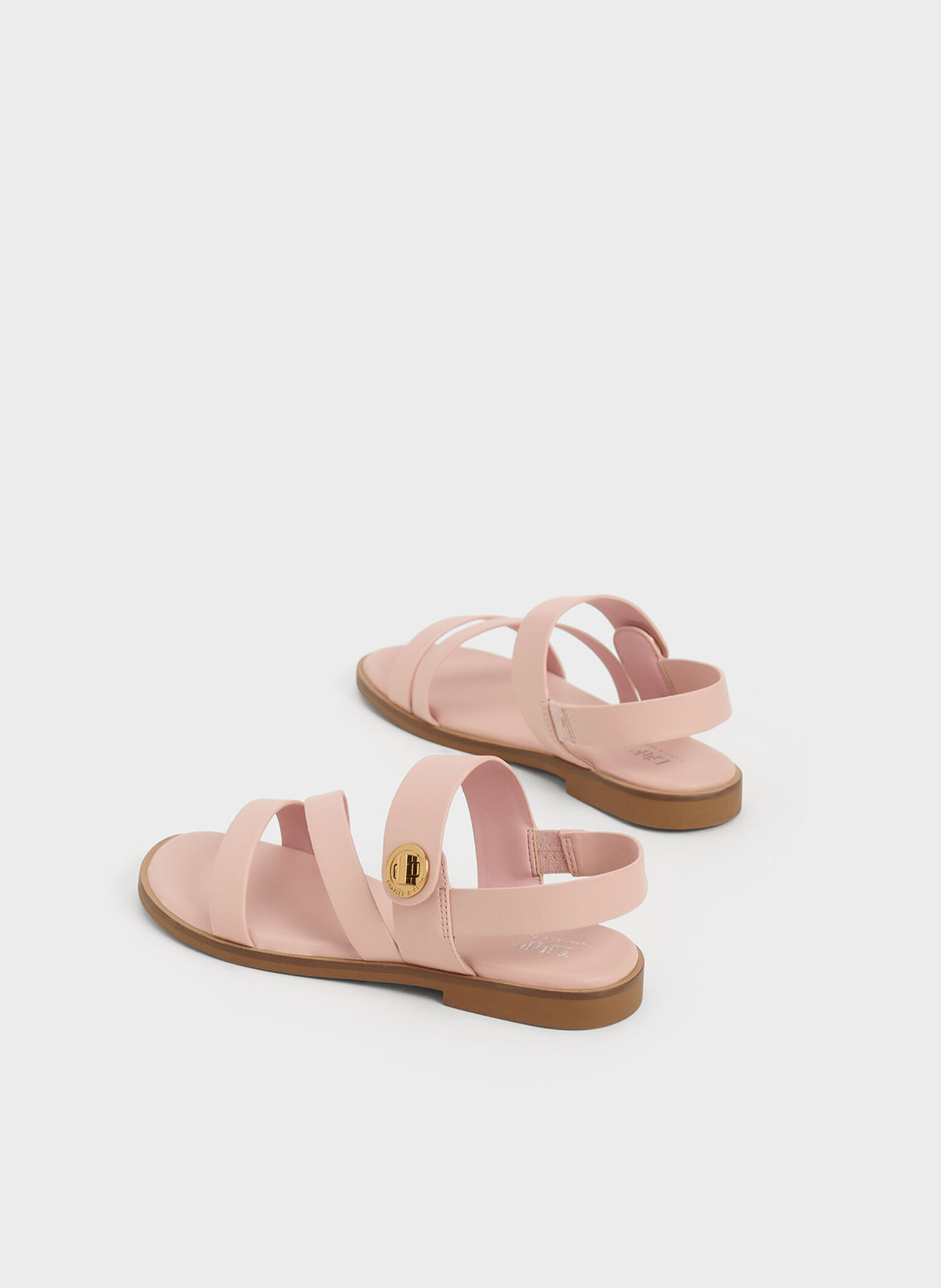 Yara Girls' Metallic Buckle Sandals, Light Pink, hi-res