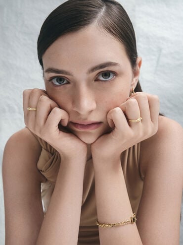 Corrine Pearl Sculptural Ring, Brush Gold, hi-res