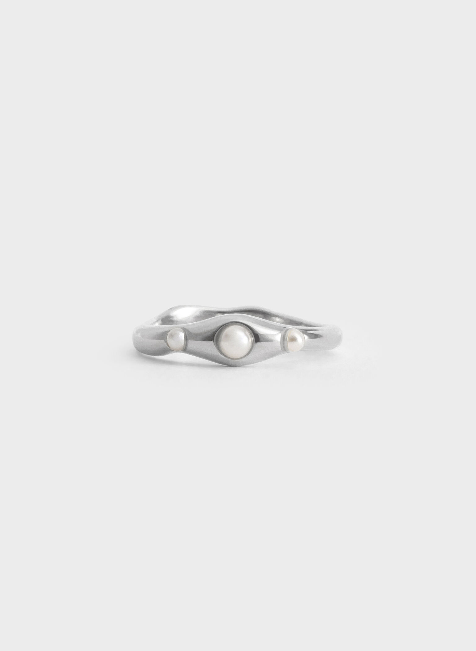 Corrine Pearl Sculptural Ring, Silver, hi-res
