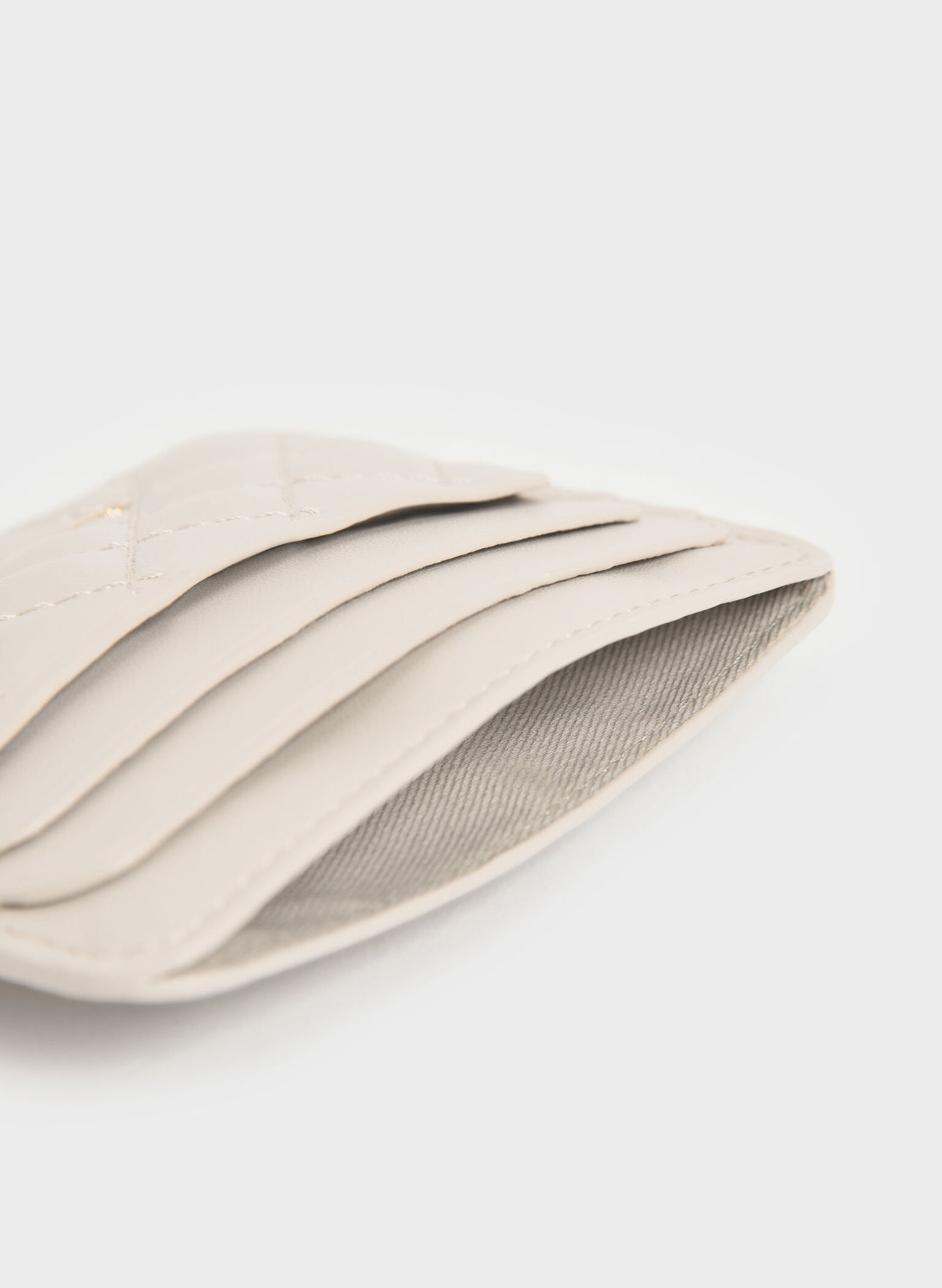 Cleo Quilted Card Holder, Ivory, hi-res