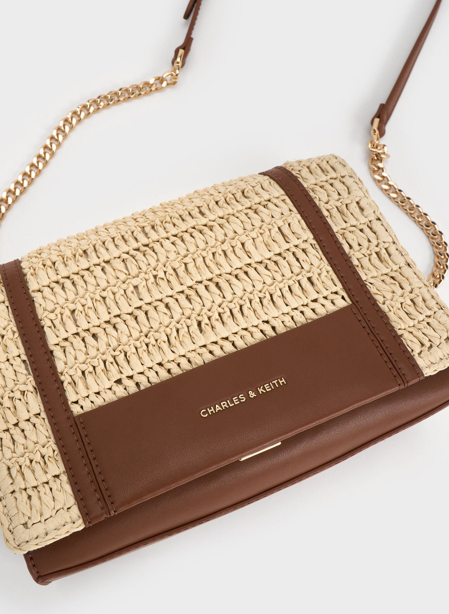Shalia Raffia Chain-Strap Shoulder Bag, Natural Raffia, hi-res