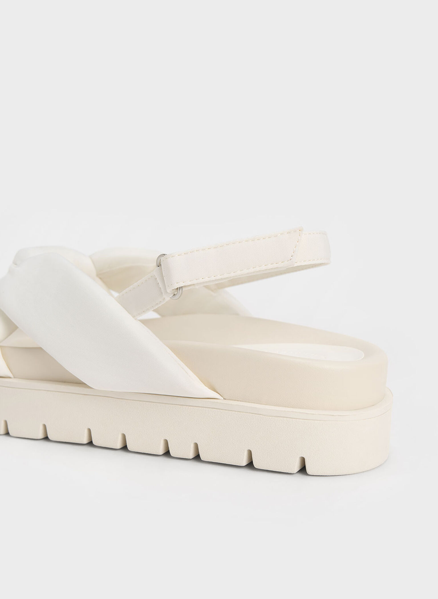 Nylon Knotted Flatform Sandals, White, hi-res