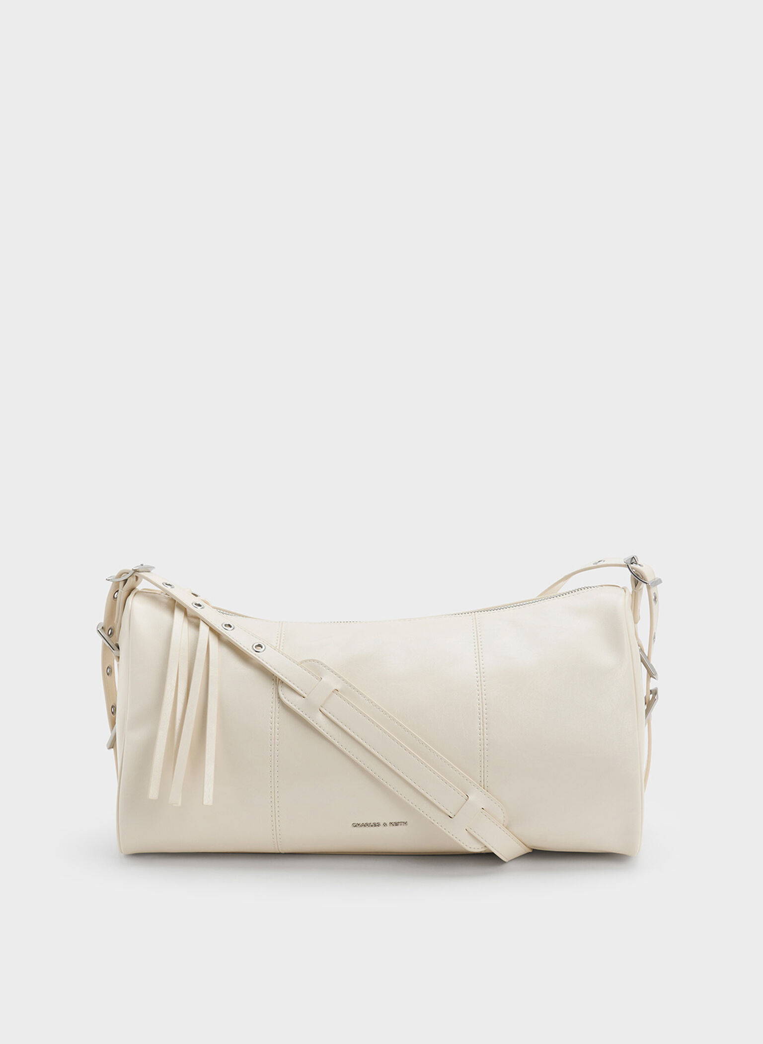 Bryna Panelled Grommet-Strap Crossbody Bag, Cream, hi-res