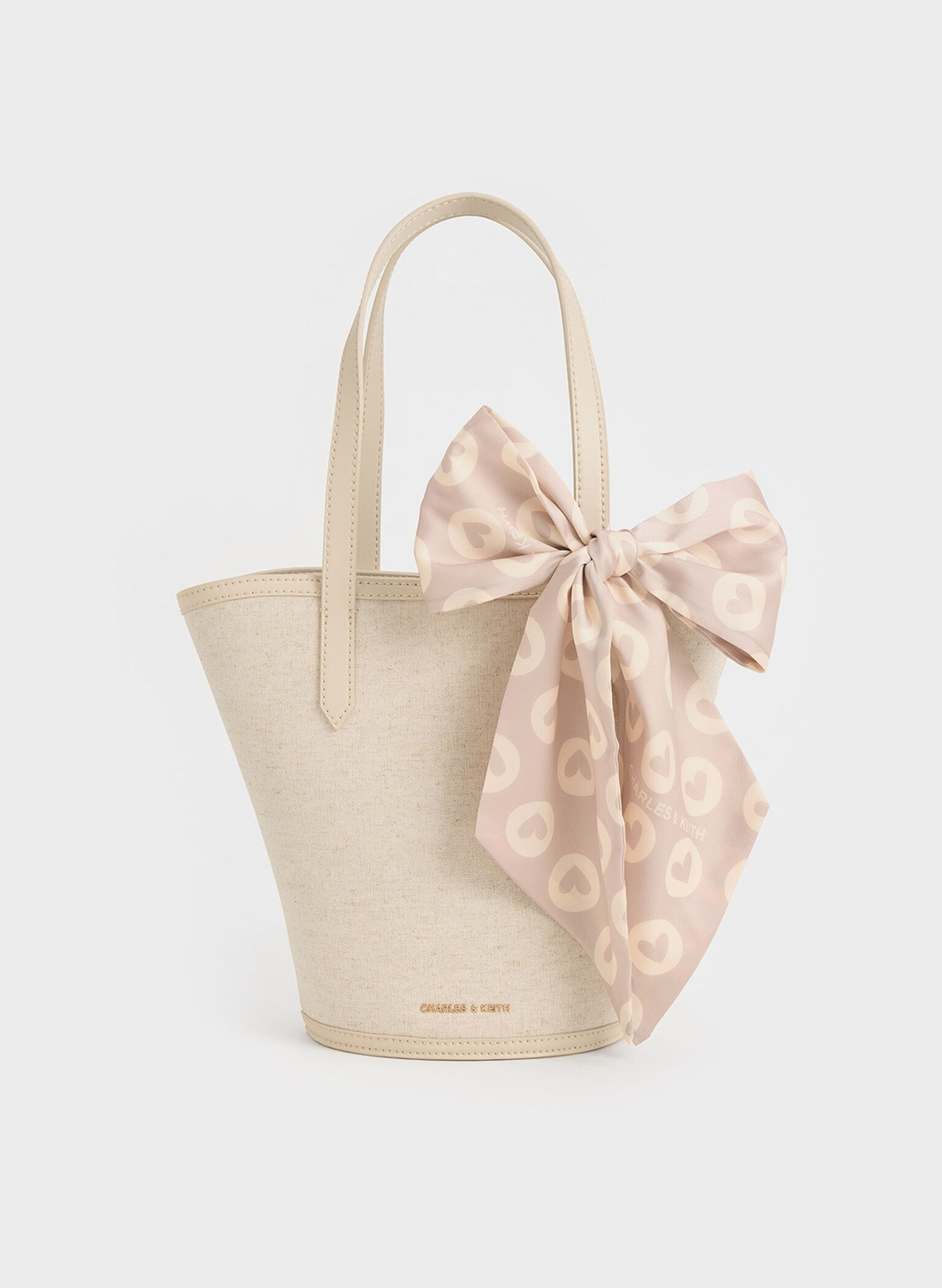 Sianna Linen Scarf-Print Tote Bag, Beige, hi-res