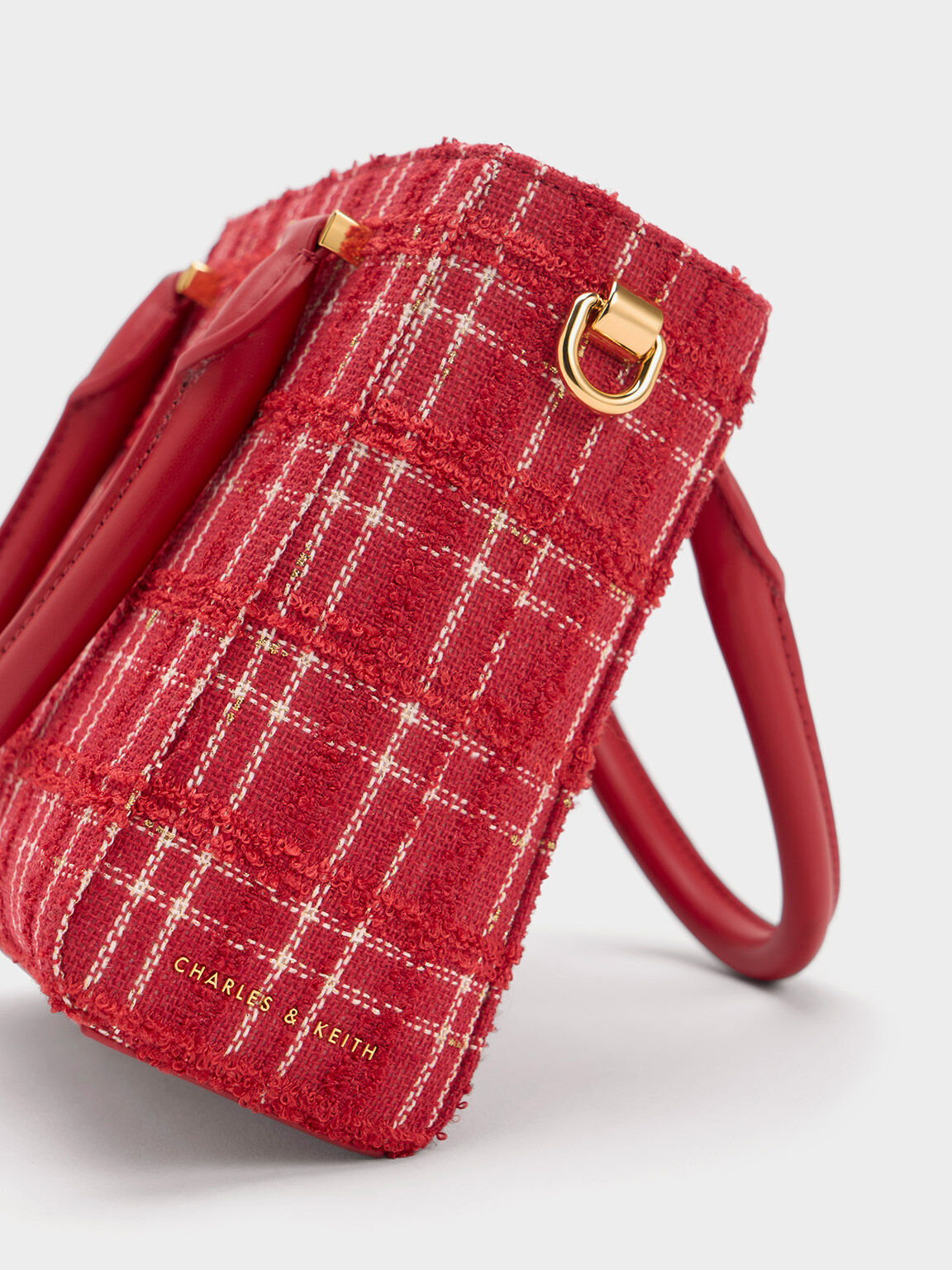 Georgette Tweed Square Tote Bag Red