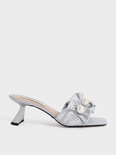 Blythe Bead-Embellished Satin Mules, Silver, hi-res