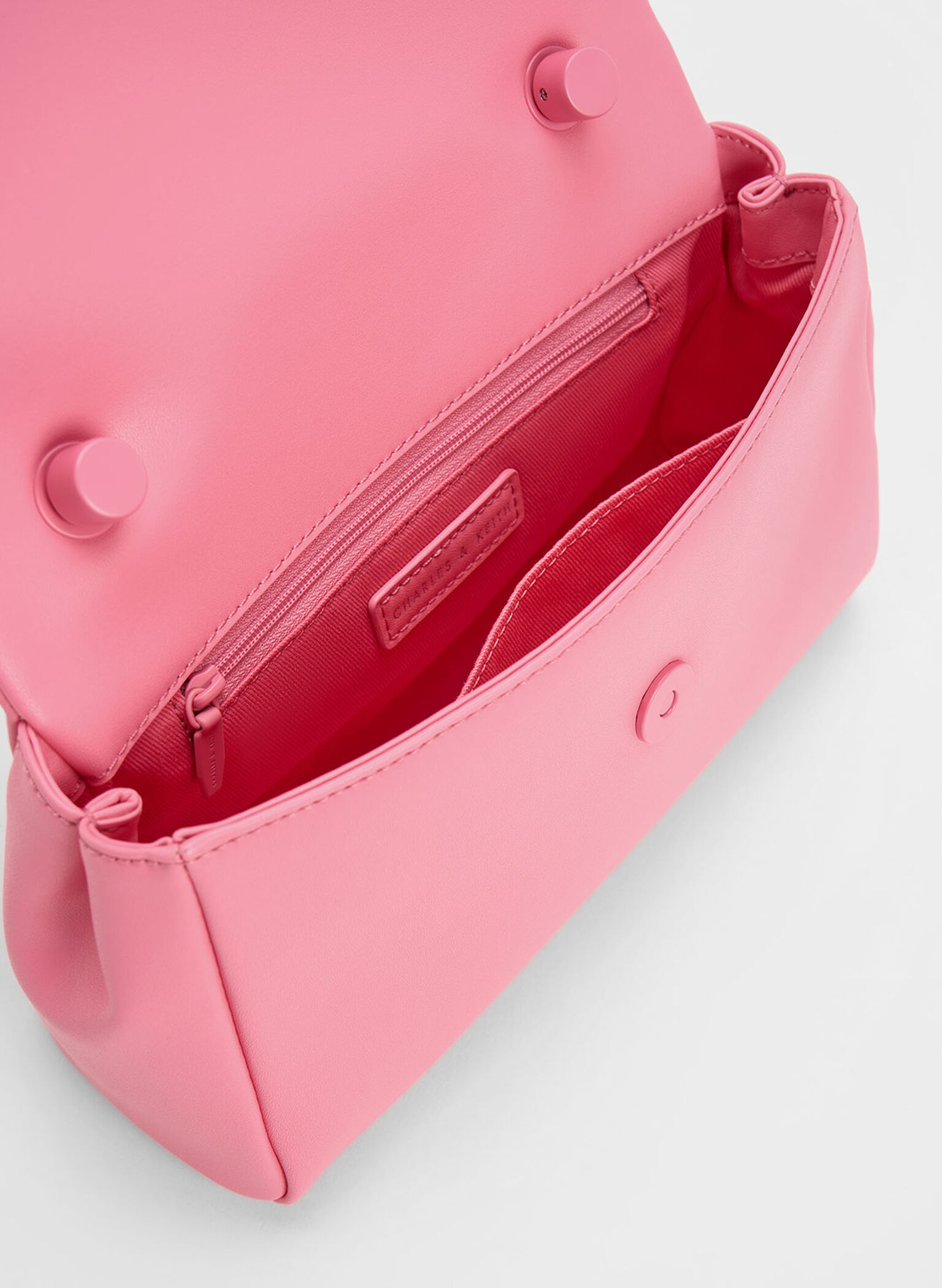 Curved Handle Shoulder Bag, Pink, hi-res