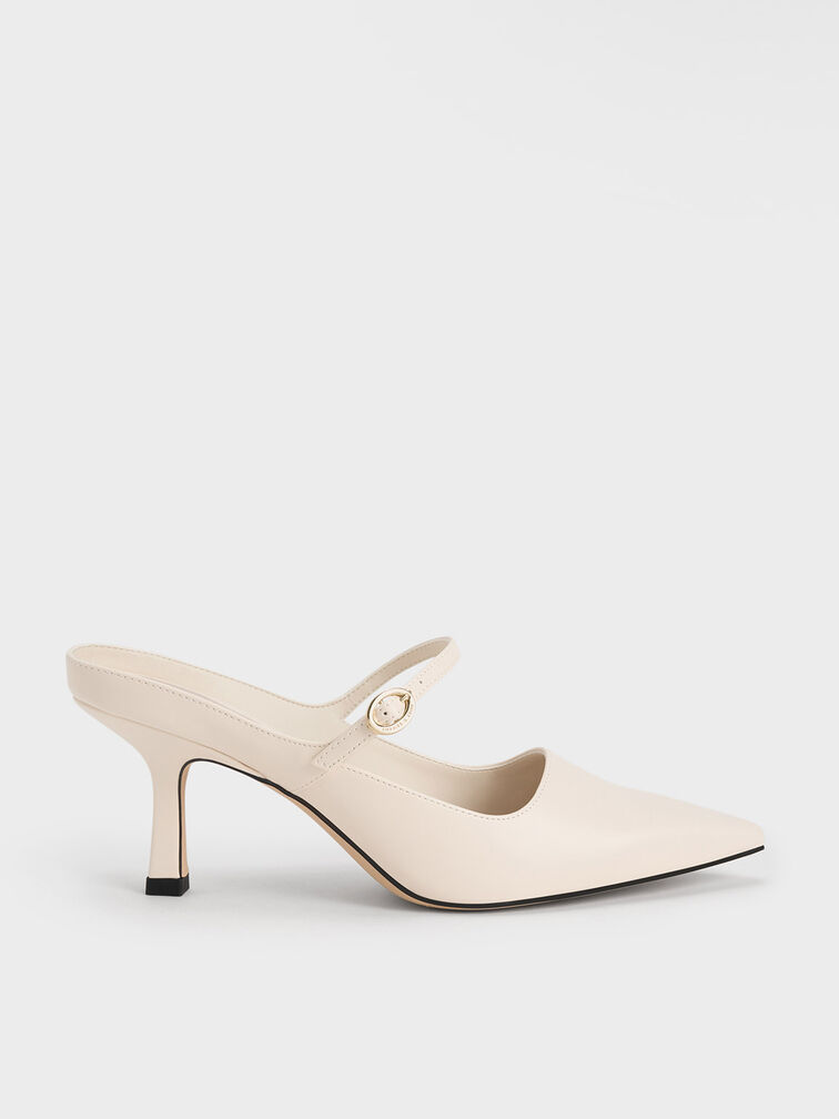 Roxane Mary Jane Heeled Mules, Chalk, hi-res