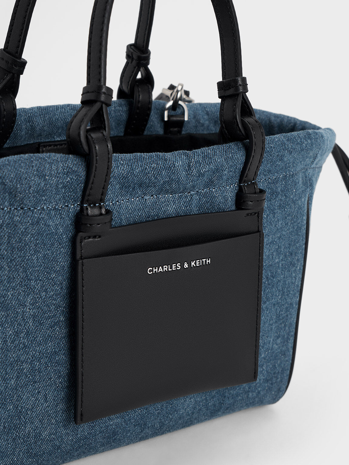 Babylon Denim Drawstring Tote Bag Denim Blue