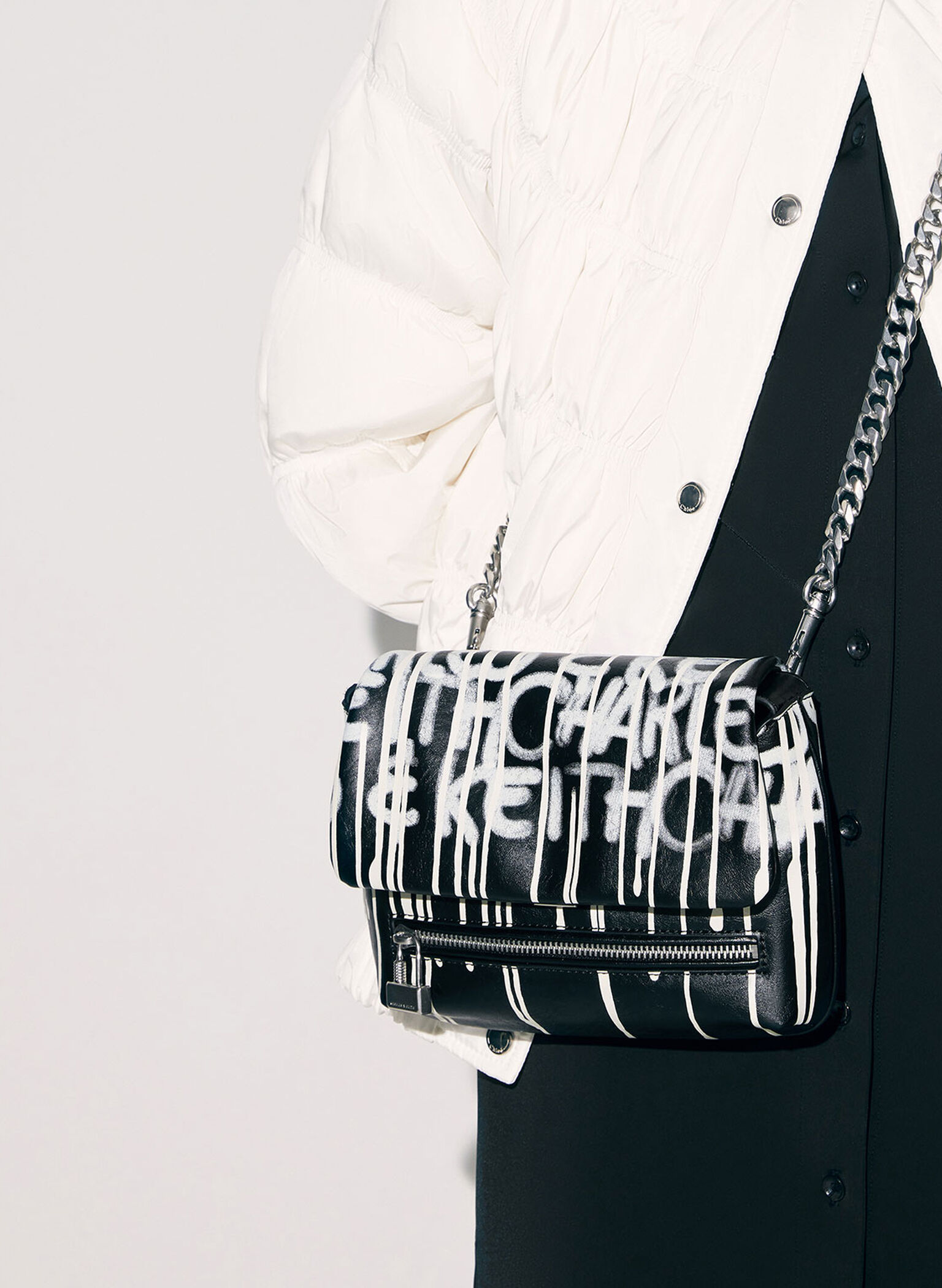 Swing Graffiti-Print Chain-Handle Bag, Multi, hi-res