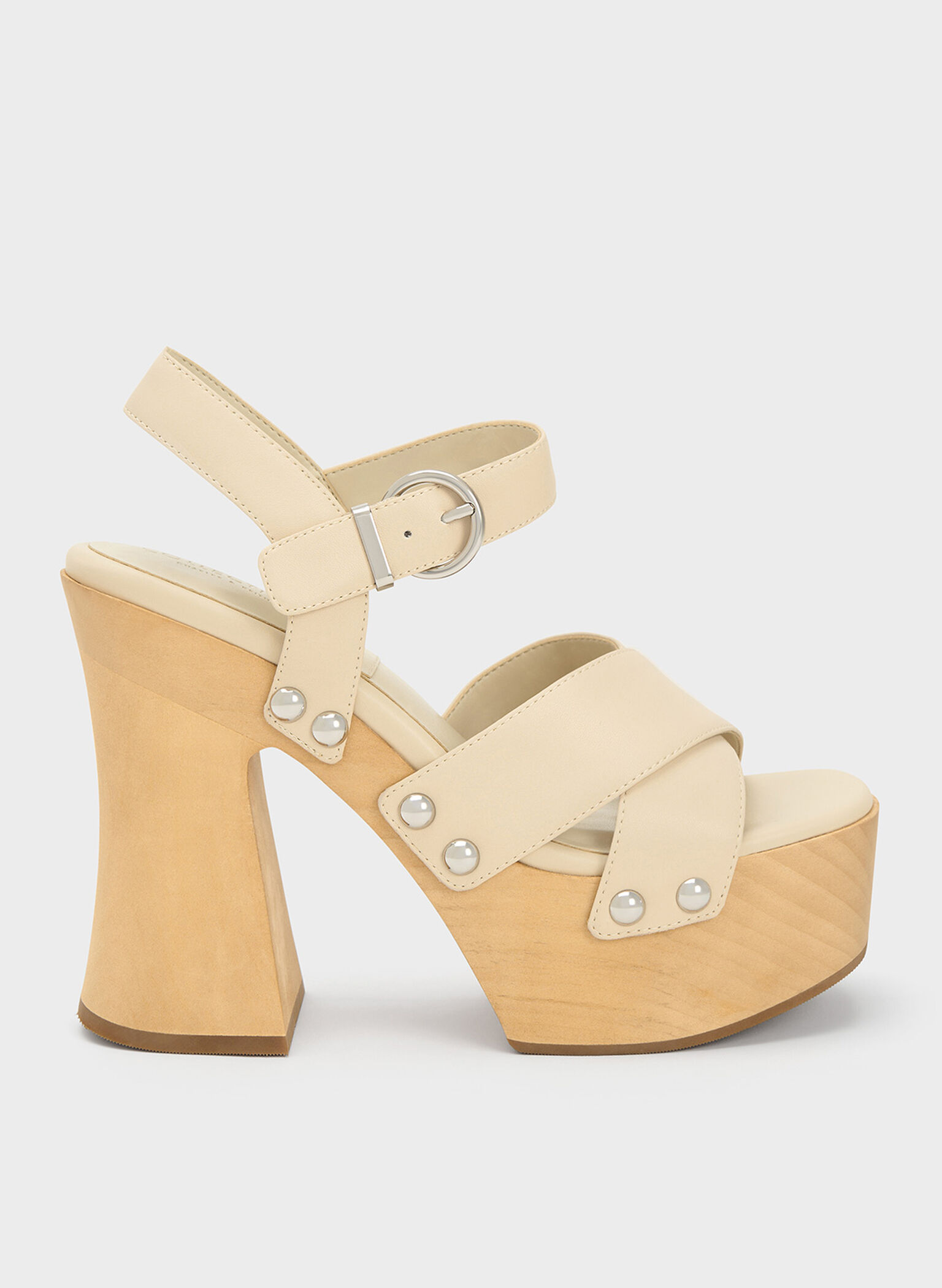 Tabitha Leather Crossover Sandals, Chalk, hi-res