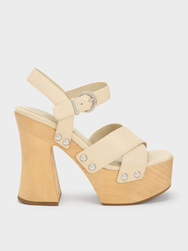 Tabitha Leather Crossover Sandals, Chalk, hi-res