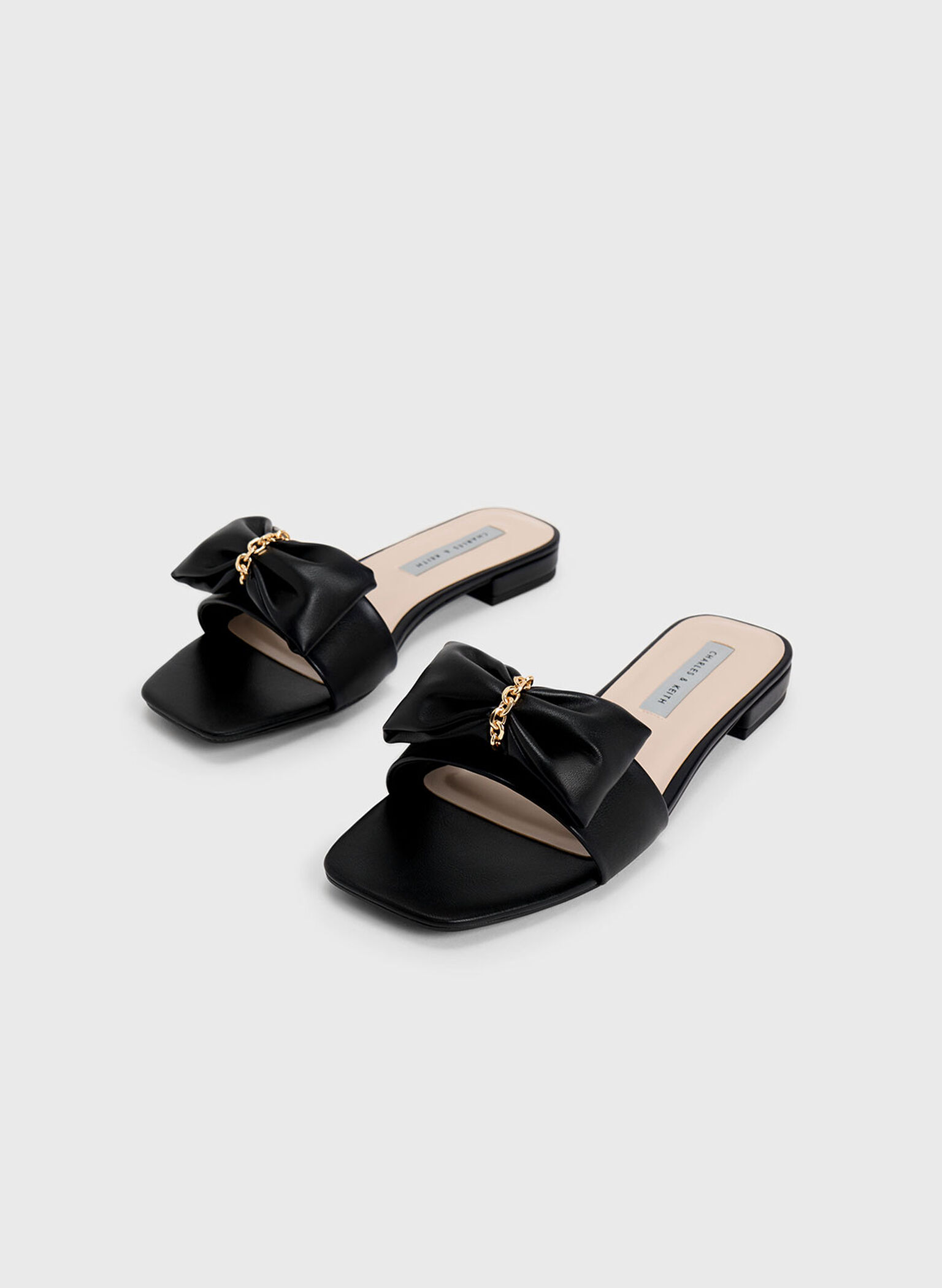 Chain-Link Bow Slides, Black, hi-res
