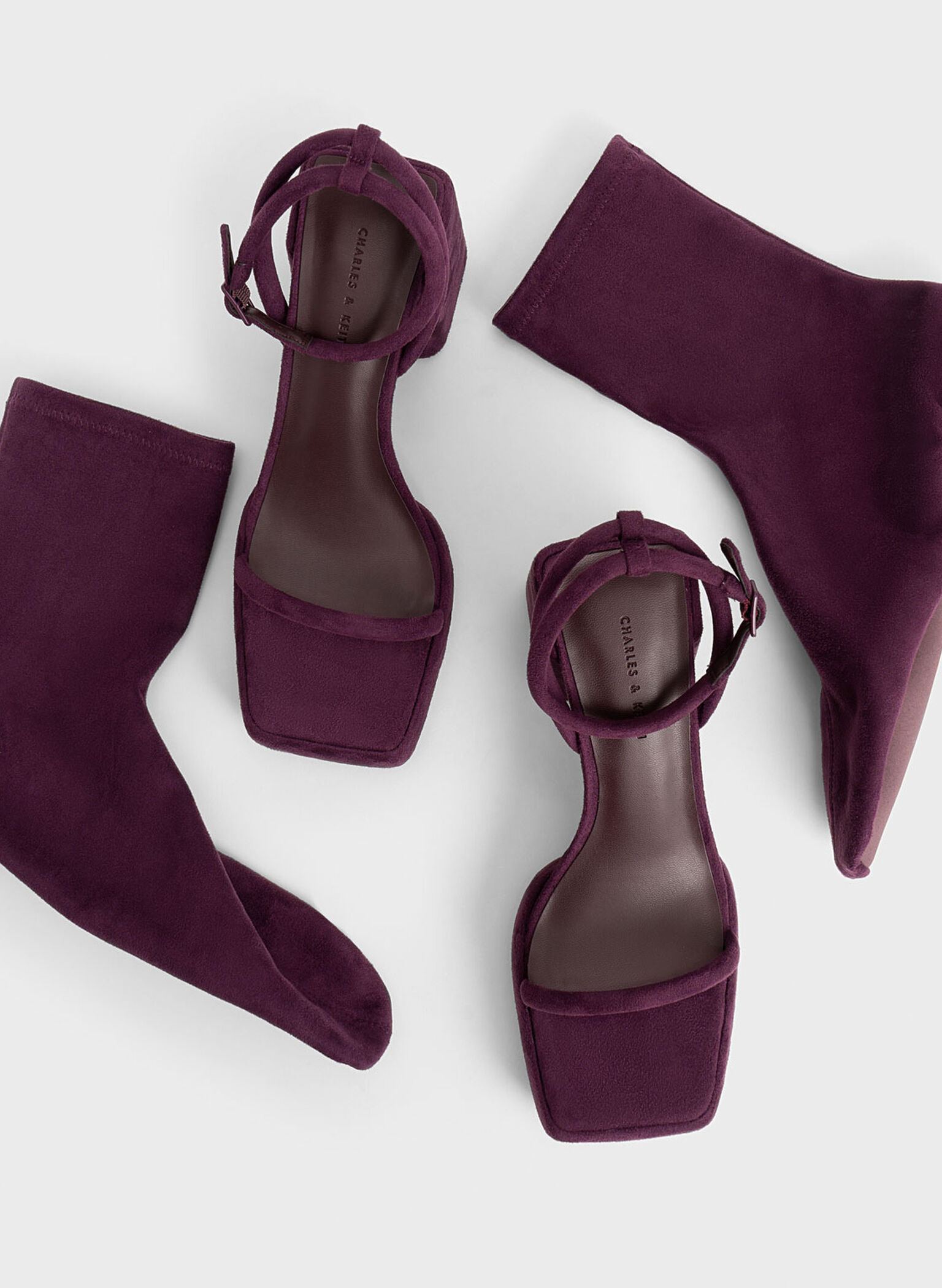 Lucile Textured Platform Calf Boots, Burgundy, hi-res