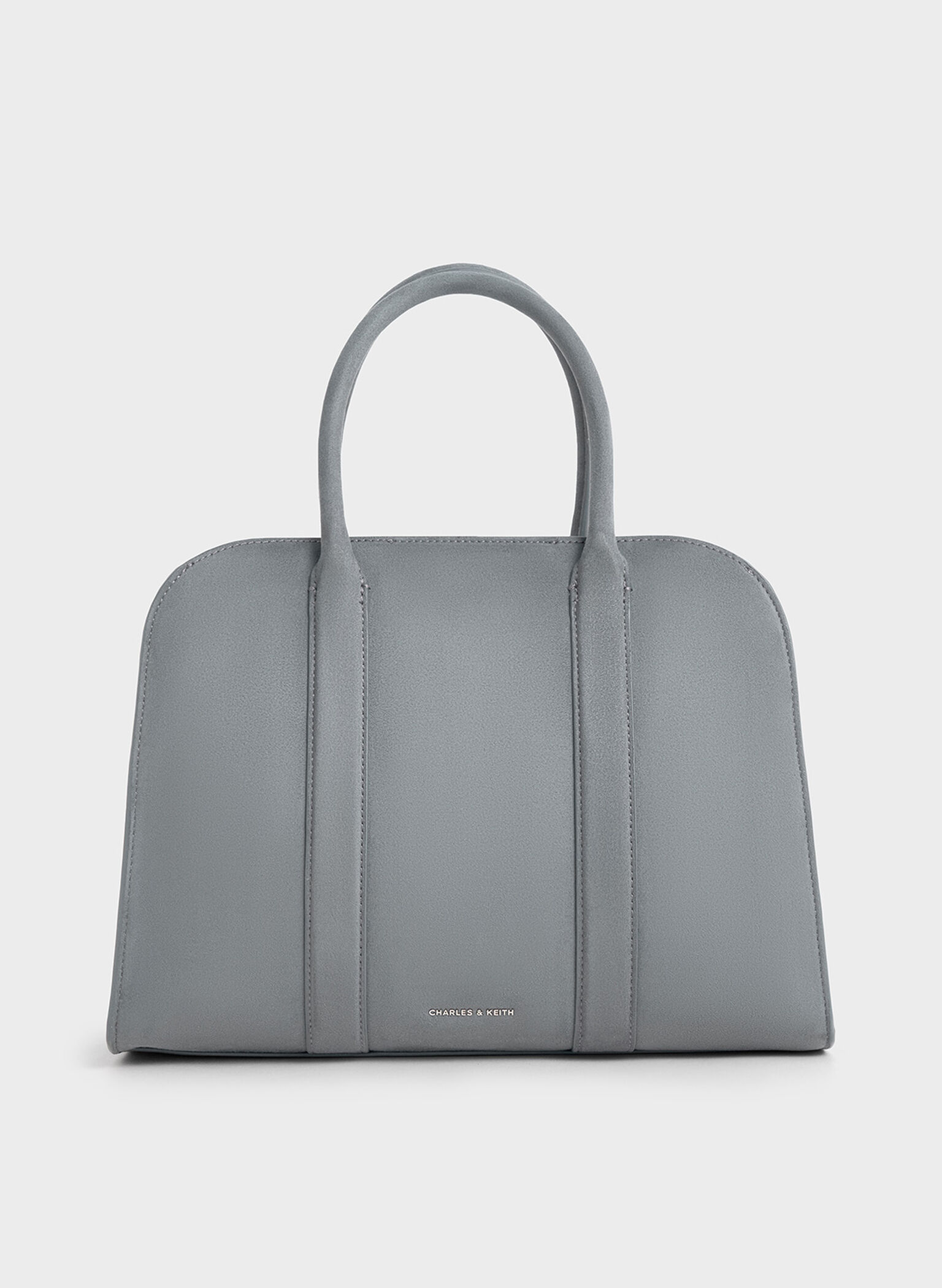 Axel Faux Suede Bowling Bag, Grey, hi-res