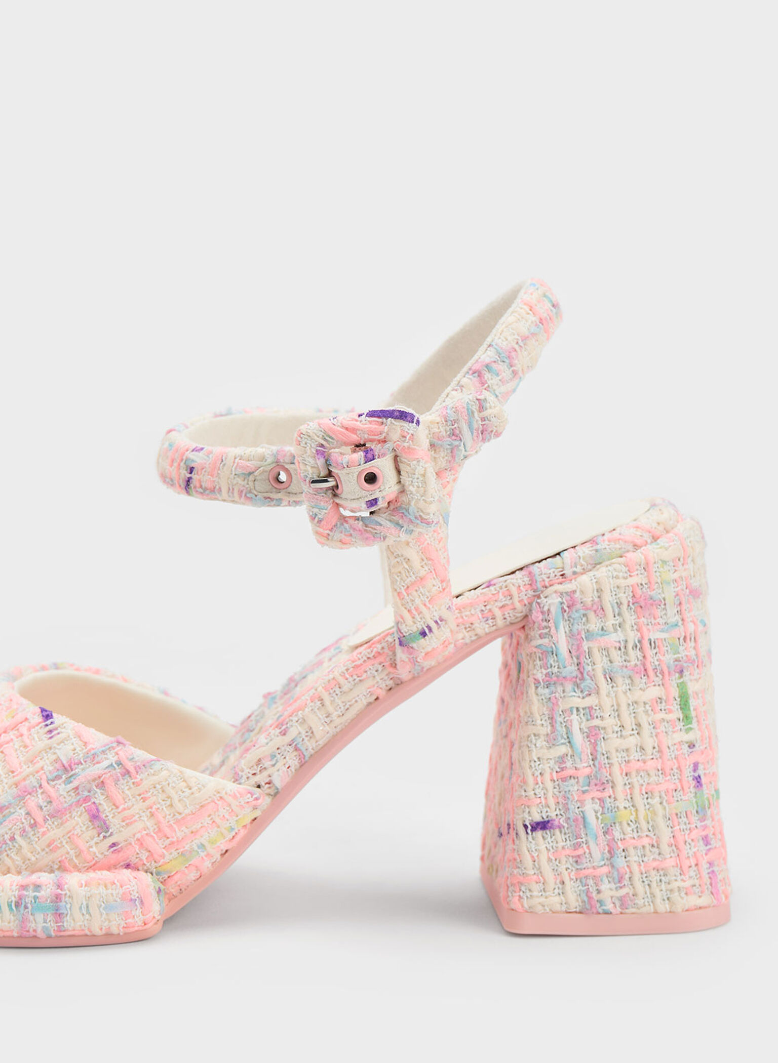 Sinead Tweed Trapeze Heel Buckled Sandals, Multi, hi-res