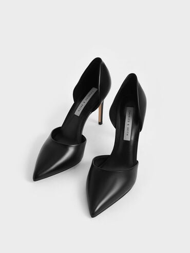 D'Orsay Stiletto Pumps, Black, hi-res