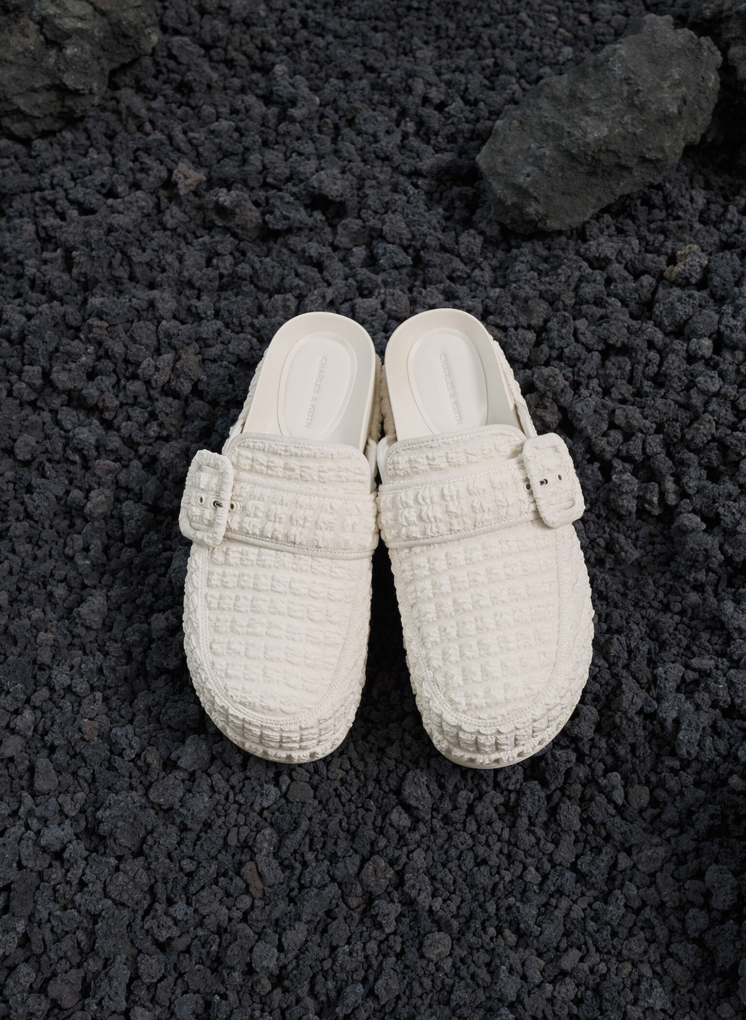 Loren Textured Flatform Mules, Chalk, hi-res