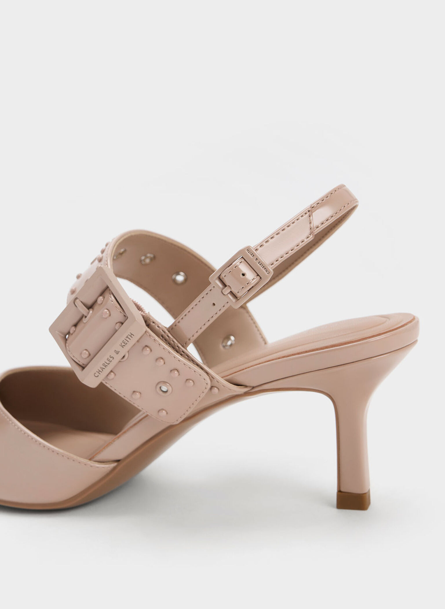 Sepphe Grommet Patent Slingback Pumps, Nude, hi-res