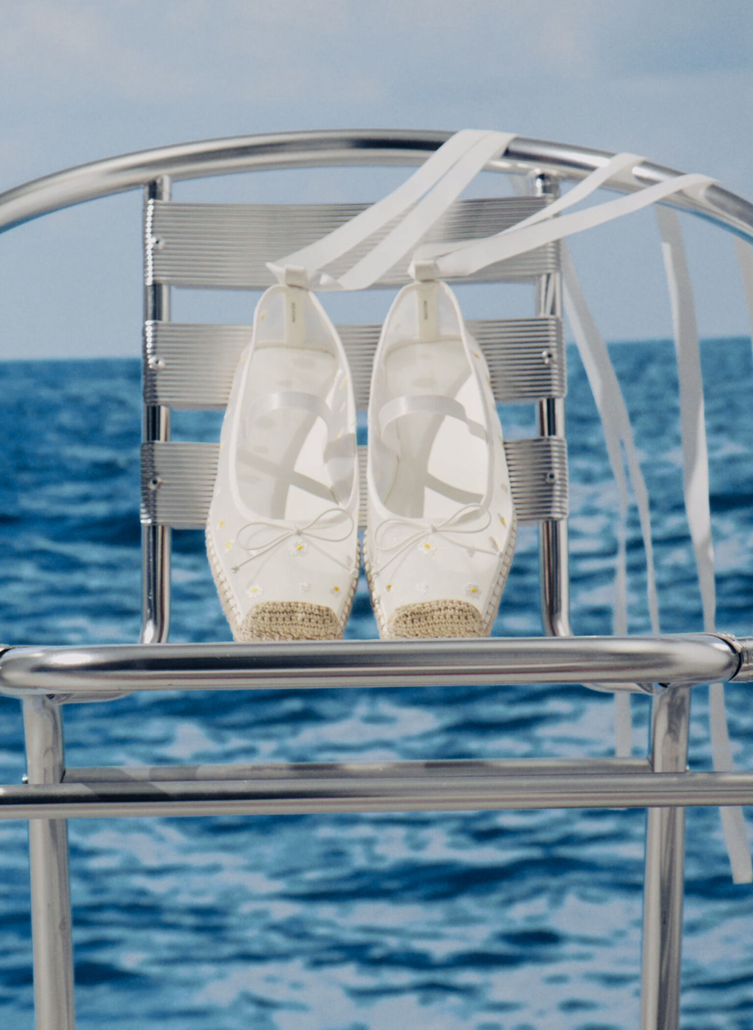 Bernadine Mesh Floral-Embroidered Tie-Around Espadrille Flats, White, hi-res