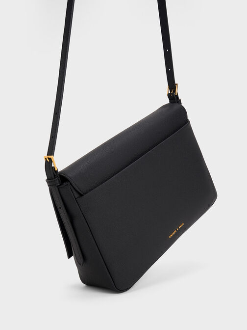 Daki Belted Trapeze Bag, Black, hi-res