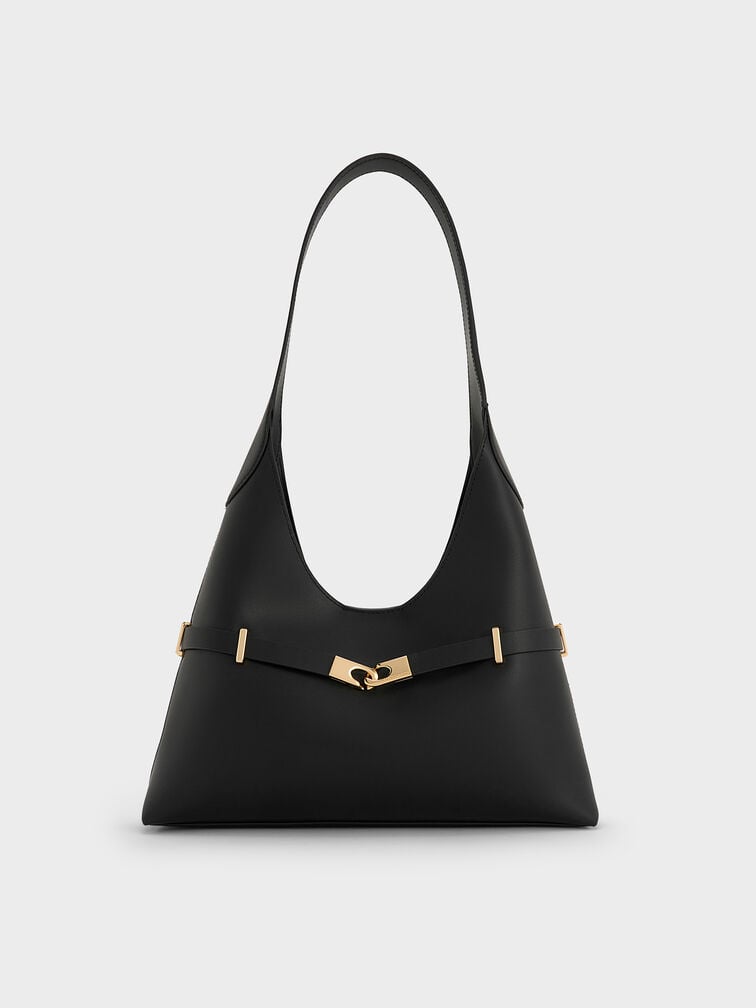 Arlet Metallic-Accent Belted Hobo Bag, Black, hi-res
