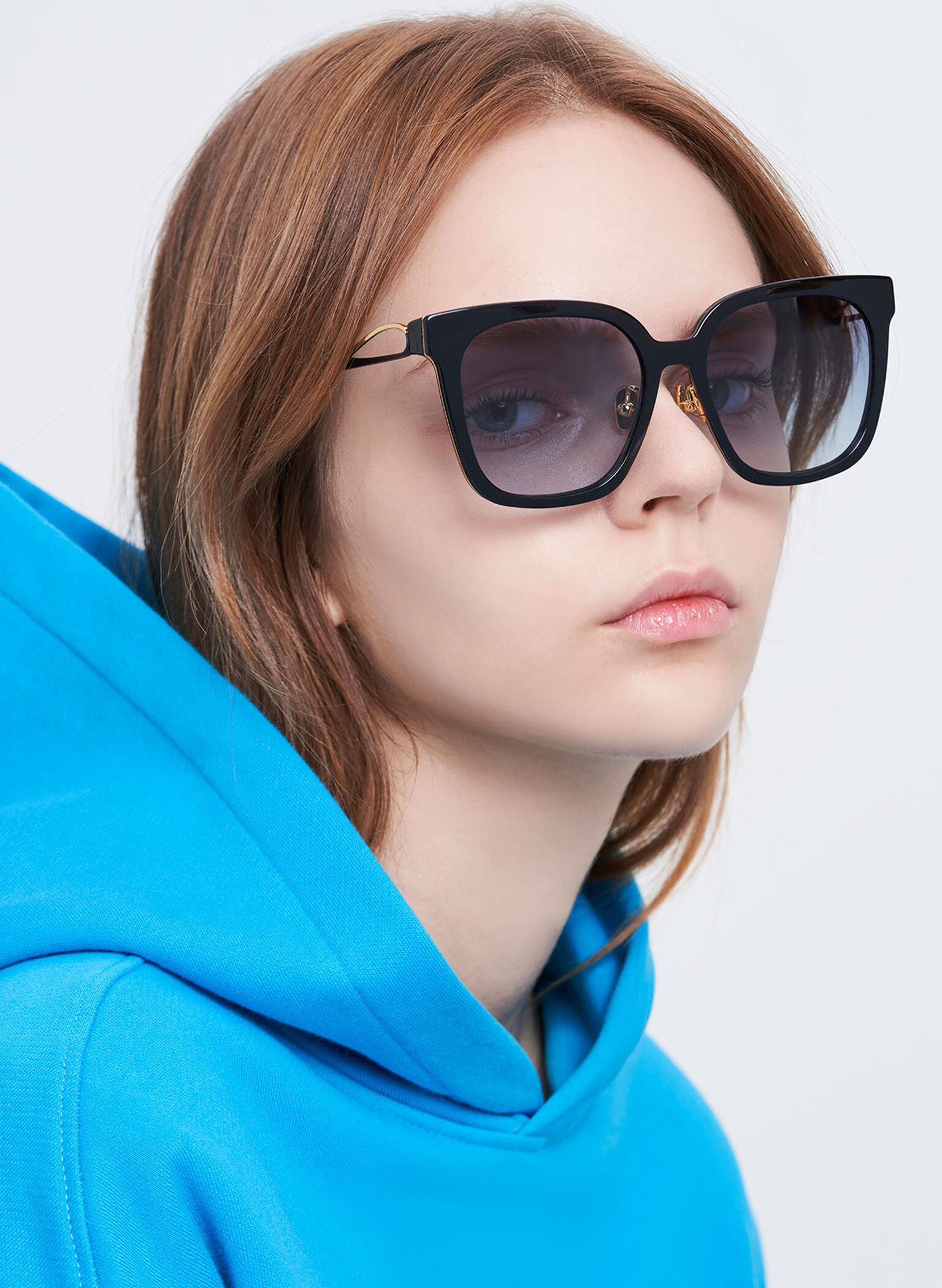 Open Wire Square Acetate Sunglasses, Black, hi-res