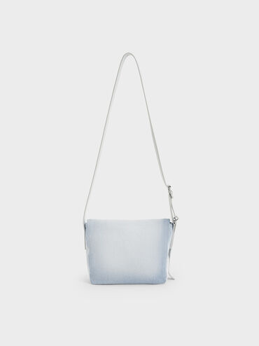 Ivette Denim Front Flap Crossbody Bag, Light Washed Denim, hi-res
