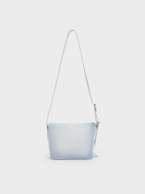 Ivette Denim Front Flap Crossbody Bag, Light Washed Denim, hi-res